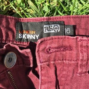 Red London skinny jean shorts